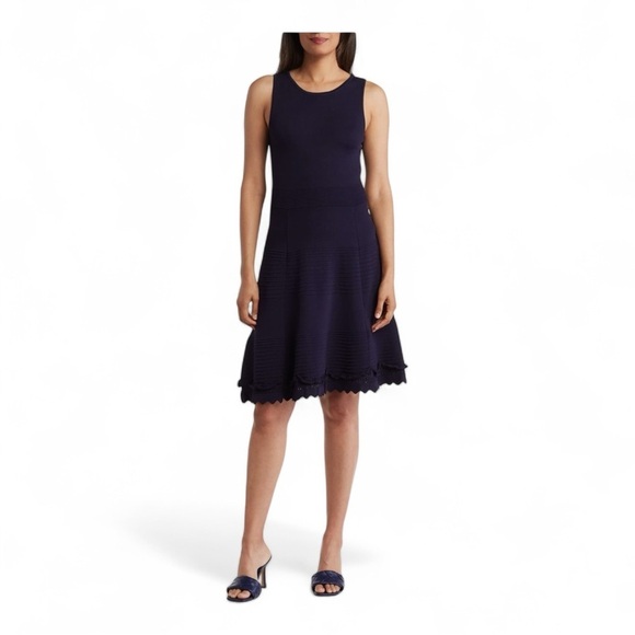 ELIZA J Sleeveless A-line Sweater Dress In Navy NWT - Picture 1 of 9